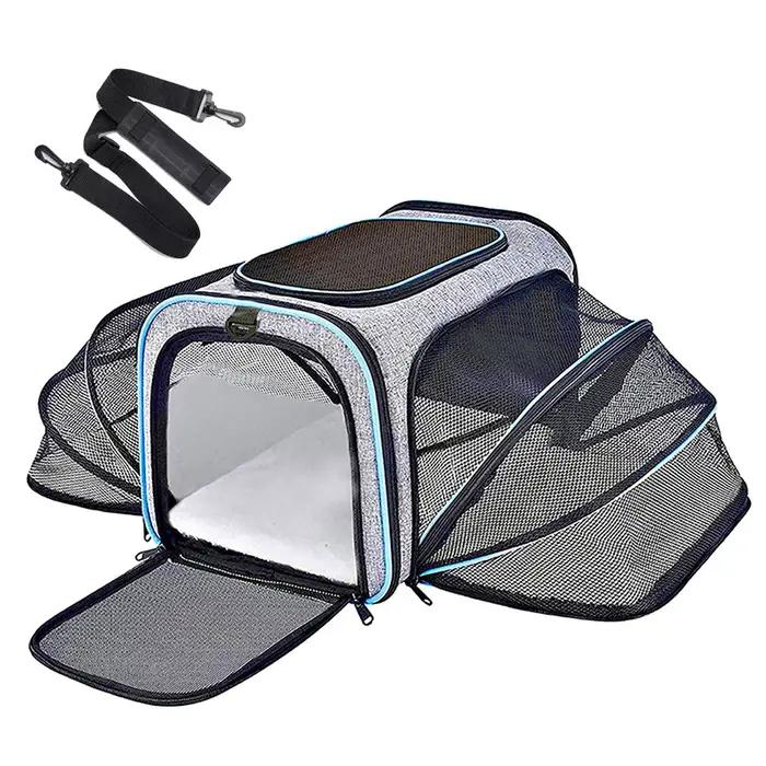 Porte-animaux extensible pour chats voyage sécurité compagnie aérienne transporteur parois souples nylon facile utilisation occasions spéciales