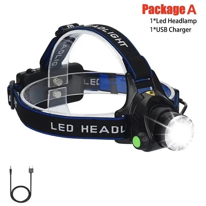 2*18650 USB lampe frontale Rechargeable capteur de mouvement
