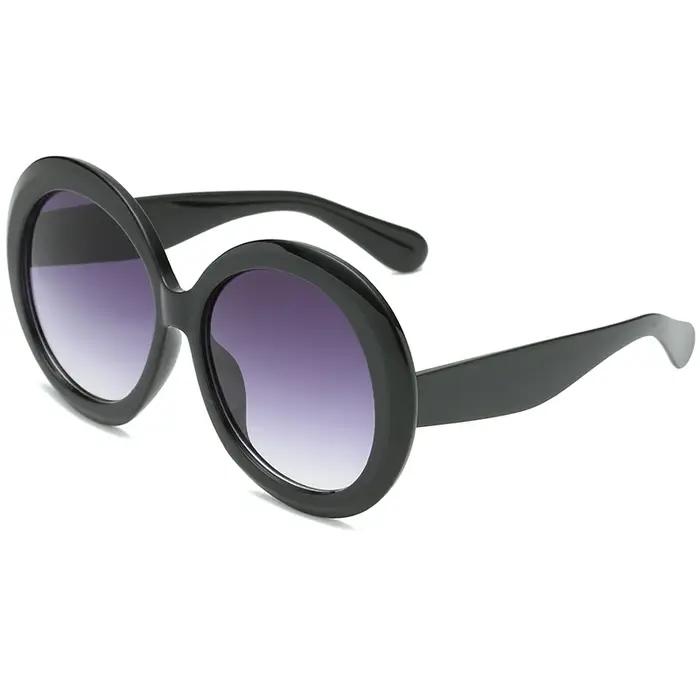 Lunettes de soleil vintage oversize rondes pour femme - Teinte dégradée marron miroir fashion