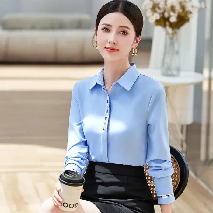 Chemise en chiffon AS6108 style OL couleur vin pour femmes élégance et confort bureau tenue professionnelle