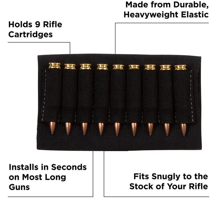 Sangle porte-cartouches tactique en nylon pour 9 munitions