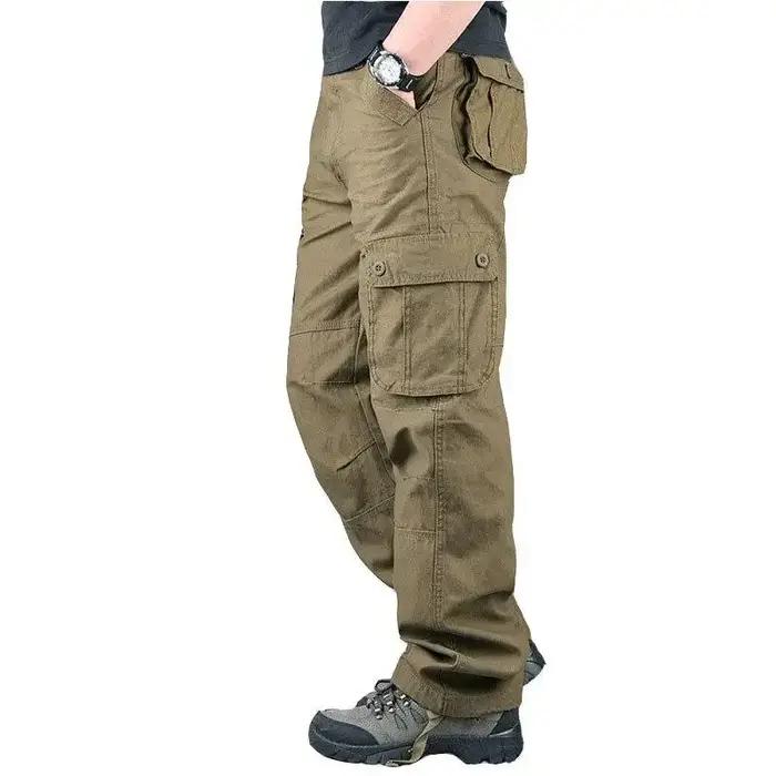 Pantalon Cargo Tactique Homme Pleine Longueur Coton Serge Poche Multiples Pour Randonnées Travaux Extérieurs Occasions Décontractées