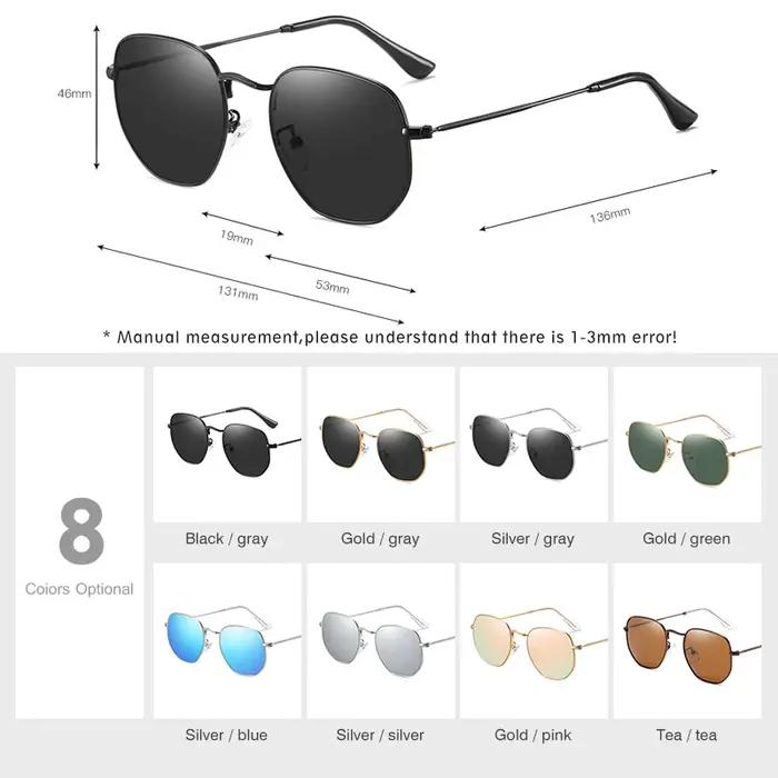 LM nouvelle mode femmes hexagone lunettes de soleil hommes rétro polarisé conduite revêtement miroir