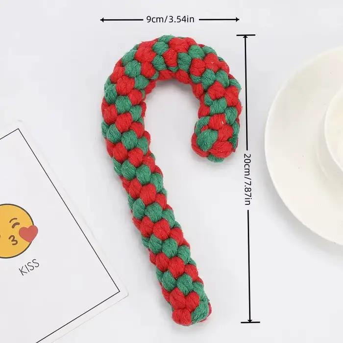 Jouet de Noël en corde de coton pour chiens avec nœud interactif pour mâcher et jouer occassions spéciales chiots grands chiens