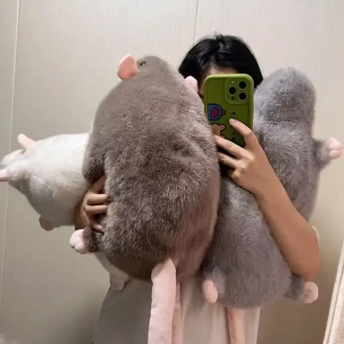 Poupée souris en peluche surdimensionnée, 30/45/90cm, branche de fleur, Rat, dessin animé, figurine