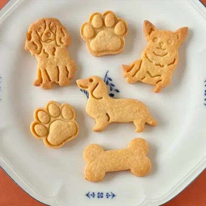 Animaux chien série emporte-pièce timbre en plastique dessin animé pressable Biscuit moule confiserie cuisine cuisson pâtisserie outils