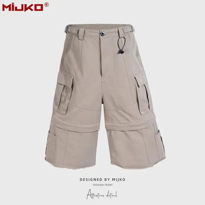 Shorts unisexes MIJKO kaki camouflage délavé multi-poches longueur tendance # 8533