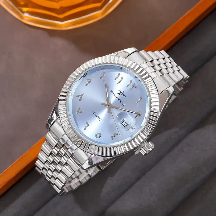 Montre homme luxe quartz avec affichage de la date bracelet acier inoxydable pour homme occasions professionnelles et sportives