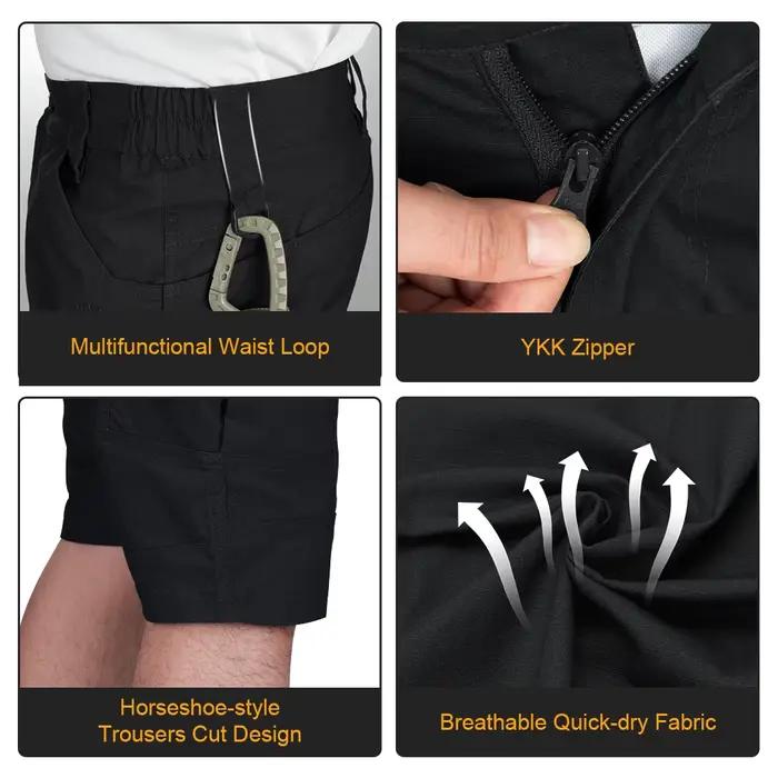 Short tactique homme IDOGEAR séchage rapide multi-poches stretch randonnée pêche vélo