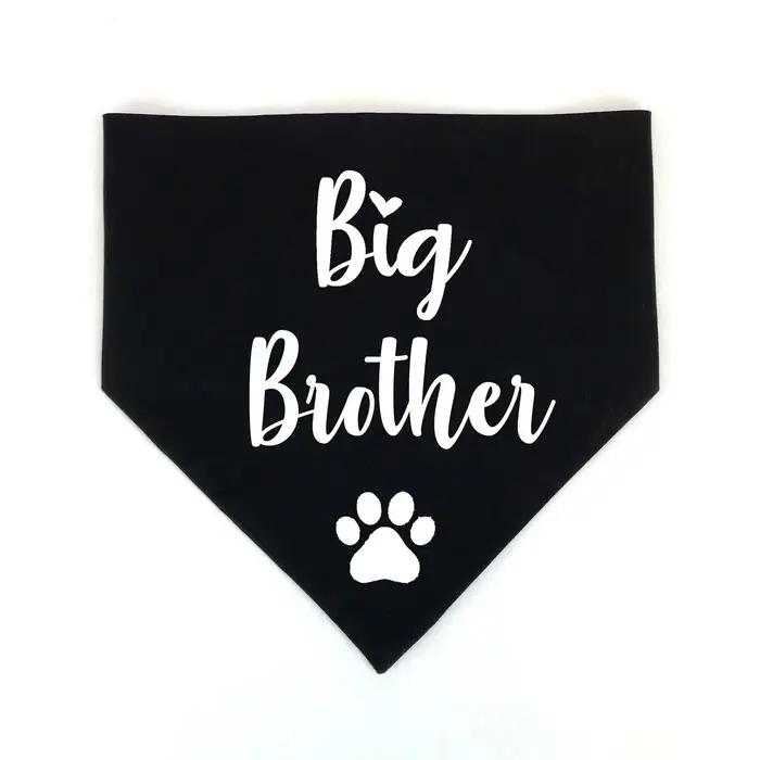 Bandana pour chien Big Brother élégant pour photos d'annonce de grossesse, révélation du sexe, adoption de chiot, noir et blanc
