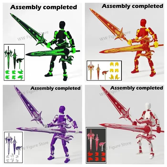 Figurine articulée Dummy 13 avec 3 épées de feu et mains interchangeables, à assembler soi-même, accessoire pour stop-motion, jouet anti-stress, cadeau