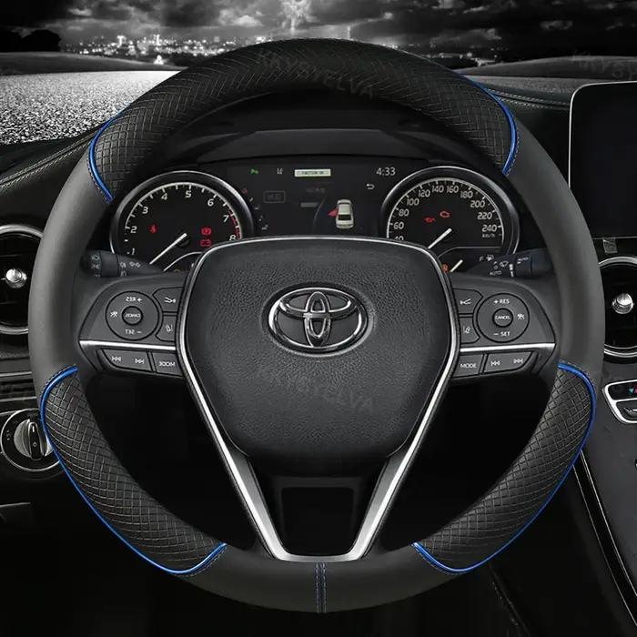 Housse de volant de voiture en cuir 38cm, pour Toyota Corolla Fortuner Sequoia Auris Avensis YARIS V