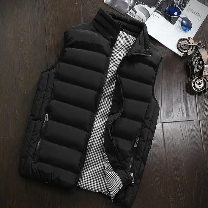Gilet homme style anglais col roulé polyester rembourré grande taille automne hiver décontracté à offrir pour homme occasions spéciales