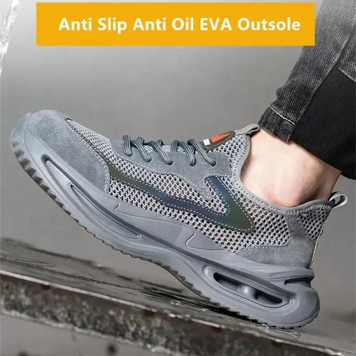 Chaussures de sécurité anti-écrasement et anti-perforation pour homme avec embout en acier durables et respirantes pour chantier et travail léger été