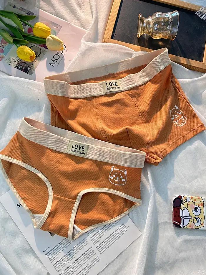 Ensemble de sous-vêtements en coton pour couple, un homme, une femme, sexy, pur désir, dessin animé mignon, été, nouveau, 2024