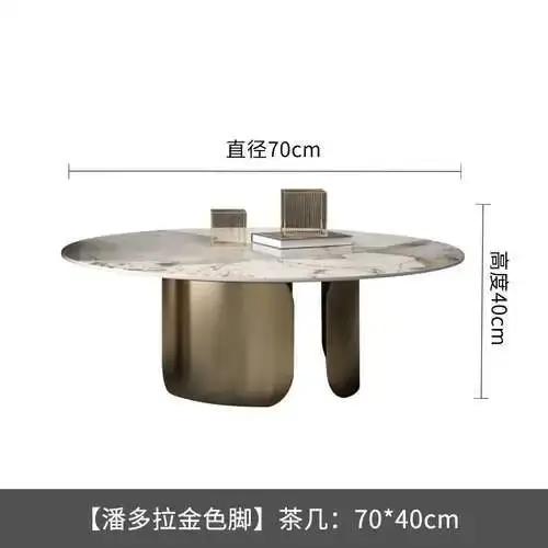 Tables basses minimalistes modernes effet marbre rond Table d'appoint en métal blanc Simple luxe Mesa De Centro De Sala