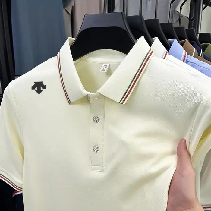 Polo décontracté de luxe haut de gamme pour homme avec logo brodé – Nouvelle collection été, respirant, idéal pour le golf et les affaires, à manches courtes