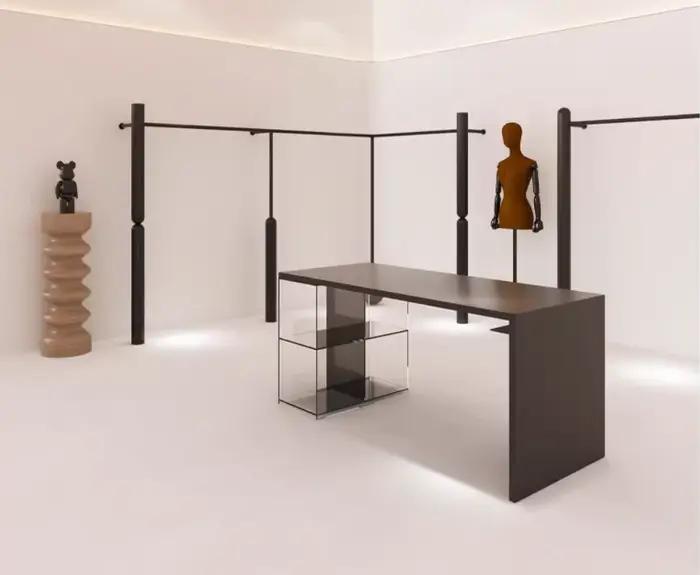 Etagère d'affichage de magasin pour vêtements pour femmes supports racks de stockage robuste et design moderne pour boutiques de mode