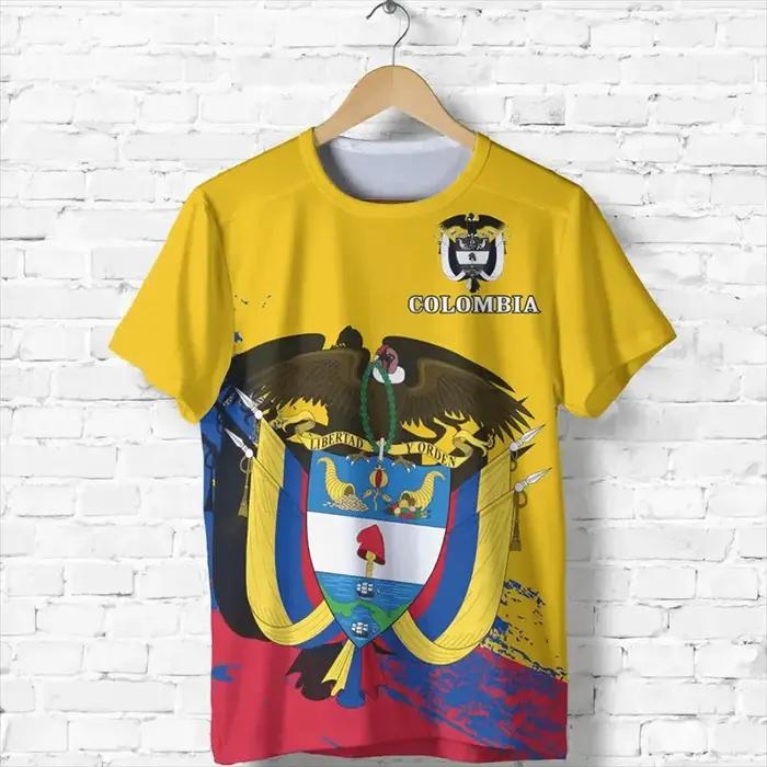 Columbia hommes T-shirt décontracté ample col rond drapeau colombien à manches courtes hauts t-shirts vêtements