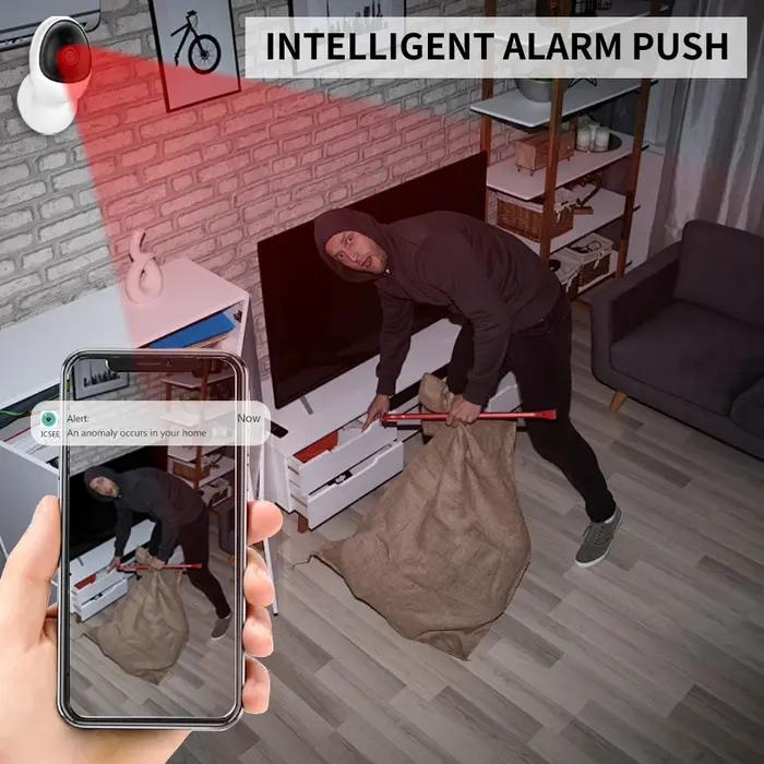 Caméra de surveillance Wi-Fi ICSEE avec détection de forme humaine et communication audio bidirectionnelle pour sécurité intérieure et extérieure