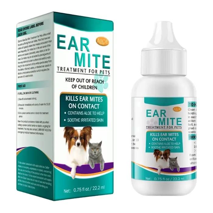 Traitement des acariens d'oreille chat pour chiens chats, nettoyants d'oreilles pour animaux compagn