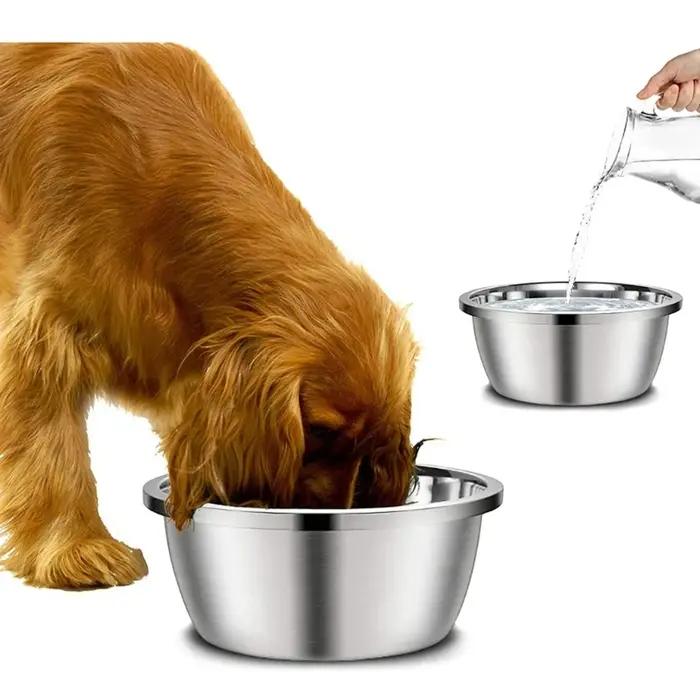 Mangeoires rondes en acier inoxydable pour chiens, bol d'eau et de nourriture pour petits, moyens et