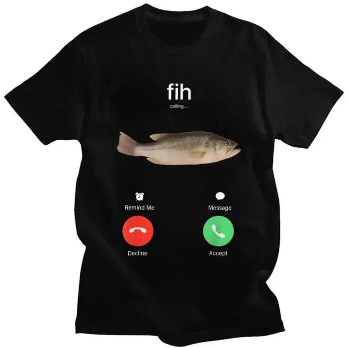 Hommes poisson appelle t-shirts à manches courtes coton t-shirts décontracté pêcheur Fishman pêche c