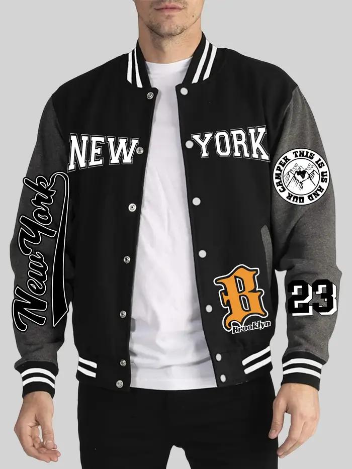 New York Brooklyn numéro 23 imprimer homme automne hiver Veste décontracté vêtements de rue Sport ample Baseball Jersey