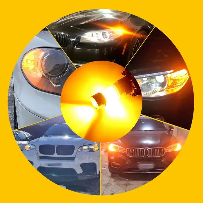 Ampoules LED CAN-bus PY24W 5200s, jaune ambre, sans erreur, pour BMW série 3 4 5 X3 E70 X5 X6 Z4, cl