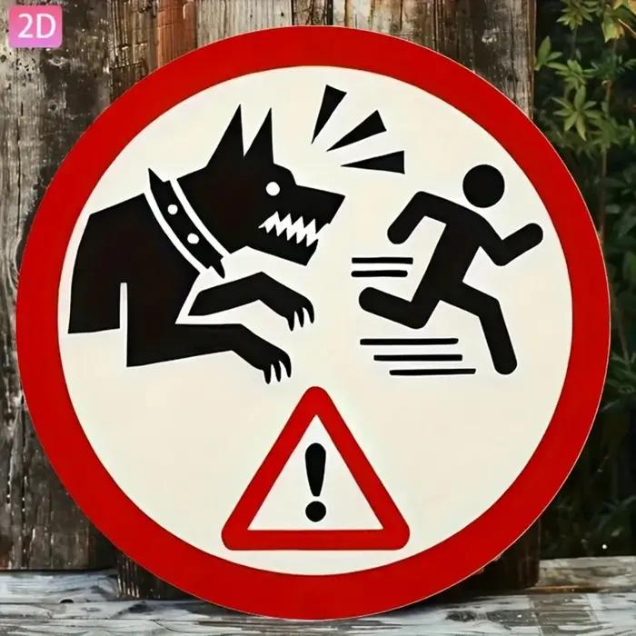 Panneau Rétro Rond pour Chien - Affiche d'Avertissement en Métal Aluminium de 8 Pouces pour Décorati