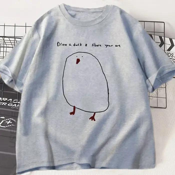 Drôle dessin canard T-shirt femmes décontracté drôle imprimé T-shirt été à manches courtes Cool col rond femmes vêtements T-shirt décontracté