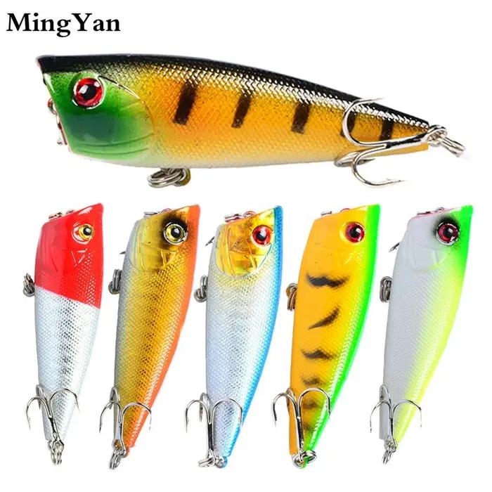 Leurre de pêche Popper Topwater Crankbait, appât dur, leurres flottants, hameçons aigus, 6cm, 7g, 1