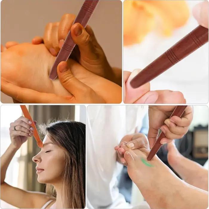 Bâton réflexologie bois massage pieds mains points trigger thaï visage cou dos taille outil bien-être