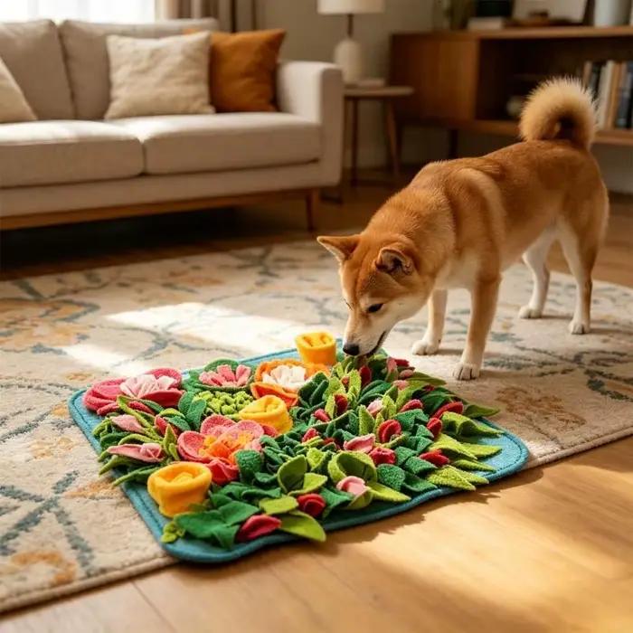Tapis distribution friandises pour chien puzzle interactif jouet à mâcher pour animaux compagnie réduisant l'ennui occasions spéciales intérieur