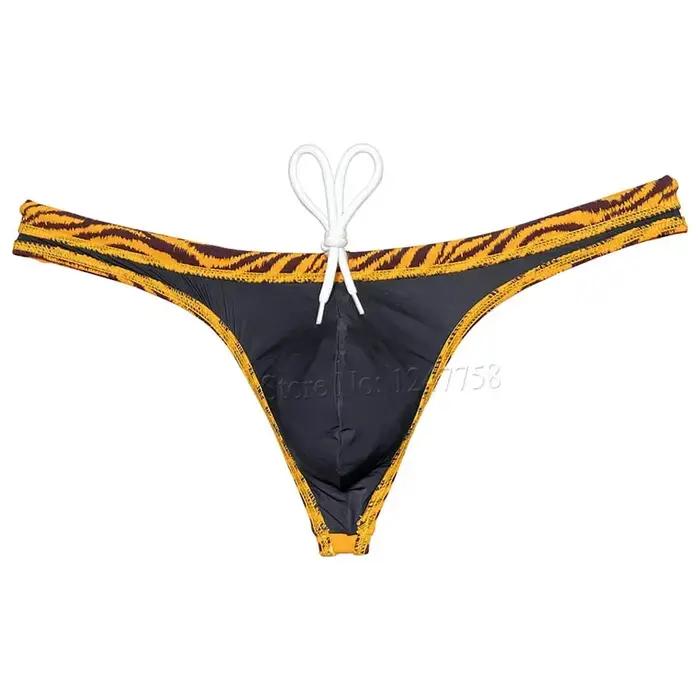 Maillot de bain à rayures tigre pour homme, slip de plage, culotte effrontée, maillot de surf