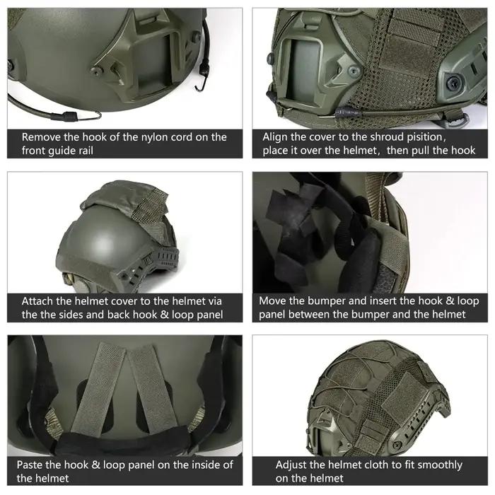 Housse camouflage casque tactique IDOGEAR pour Ops-Core FAST PJ - Couverture paintball et airsoft