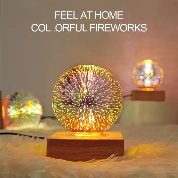 LED 3D feu d'artifice veilleuse atmosphère colorée lampe de Table suspension boule de verre pour la