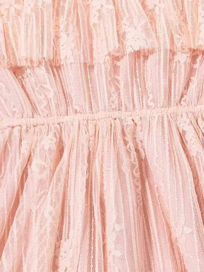 Robe de princesse en dentelle de style coréen, couleur unie, légèrement élastique, coupe ajustée pou