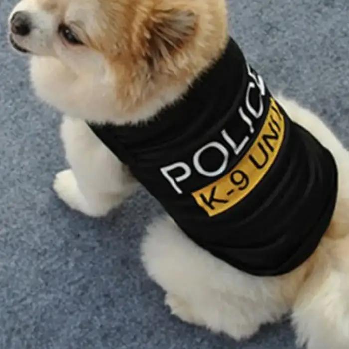 Polices costume Cosplay chien vêtements noir élastique gilet chiot T-Shirt manteau accessoires