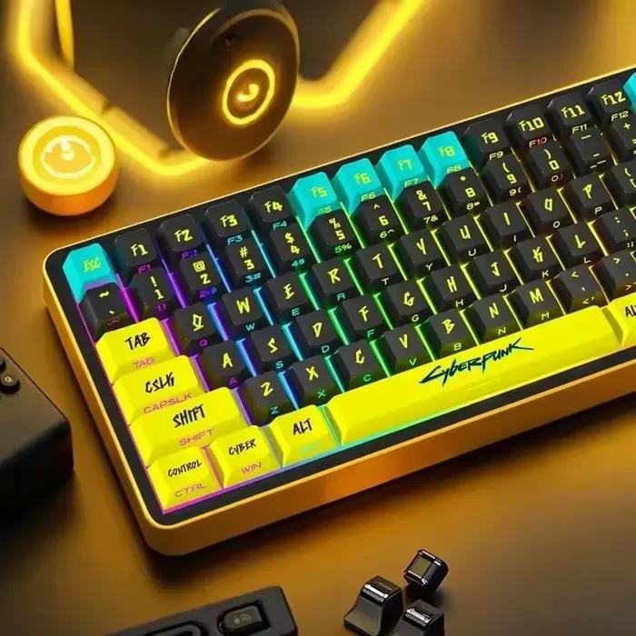 Cyberpunk 129 Key Original Factory Side Engraved Translucent Keycap Pbt Keycap Custom Adapted Wooting Keyboard Decoration Keycap