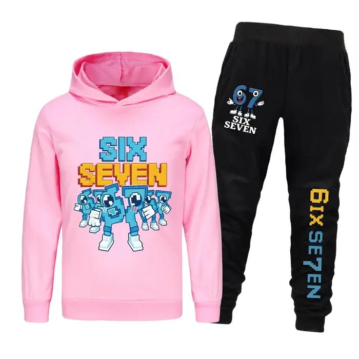 Ensemble de vêtements pour enfants Six Seven, dessin animé Steal A Brainrot, sweat à capuche + panta