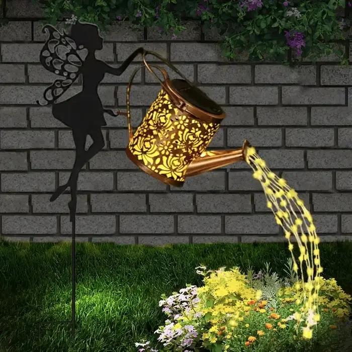 1 PC arrosoir solaire lumières, cascade extérieure jardin chaîne fée lumières, lumière de Projection