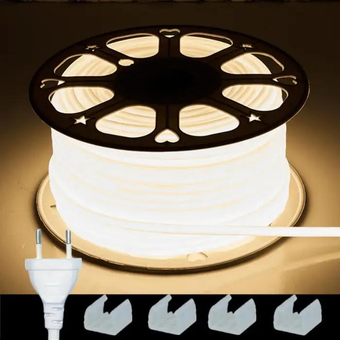 Bande lumineuse LED COB 288 diodes/M 220V prise ue RA90 blanc chaud 3000K 4500K 6500K bande LED Flex