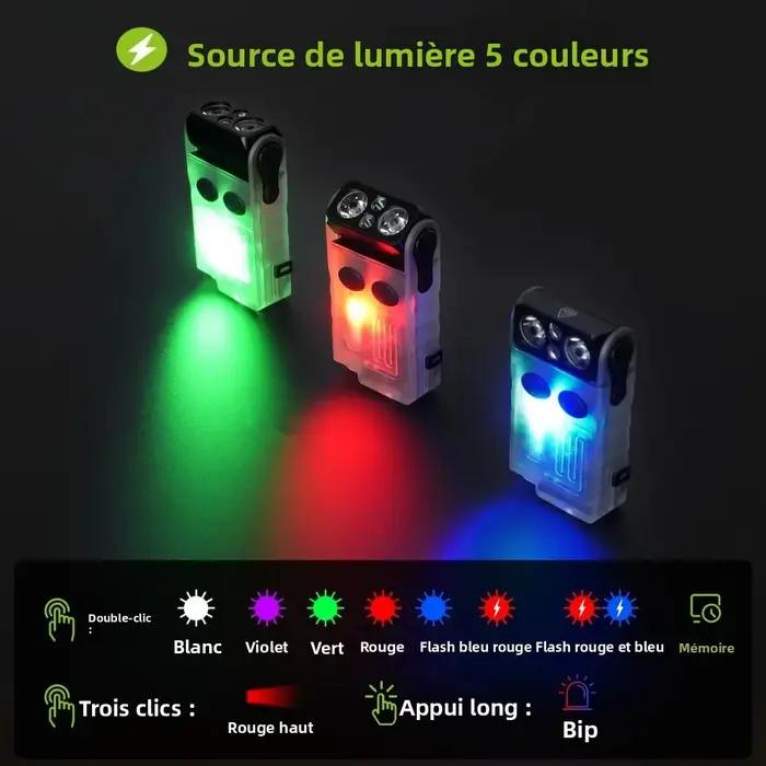 BORUiT V20 Buzzer EDC LED porte-clés lampe de poche tête pivotante type-c