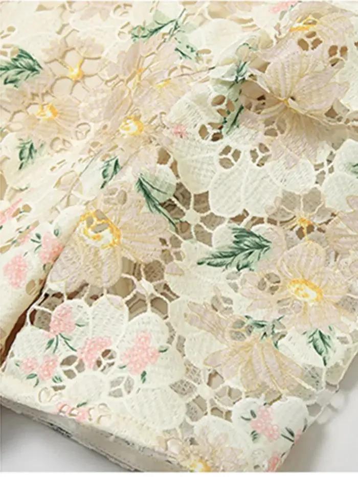 SMTHMA-Robe ajourée en dentelle brodée pour femme, manches courtes, vêtements féminins élégants, nou