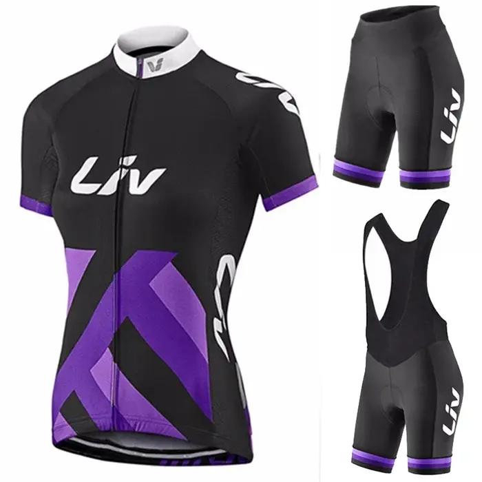 Ensemble de cyclisme Liv 2022 pour femmes avec maillot à manches courtes et pantalon sportif pour randonnées et courses de vélo