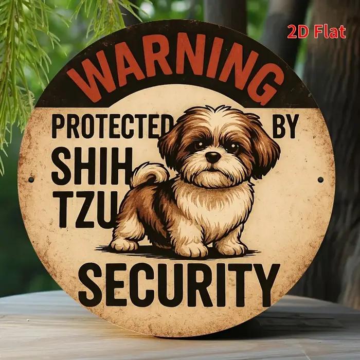 Décoration de Noël en étain "Faites Attention Au Chien" Protégé Par Un Shih Tzu Idéal Pour Fêtes Et Cadeau Occasions Spéciales