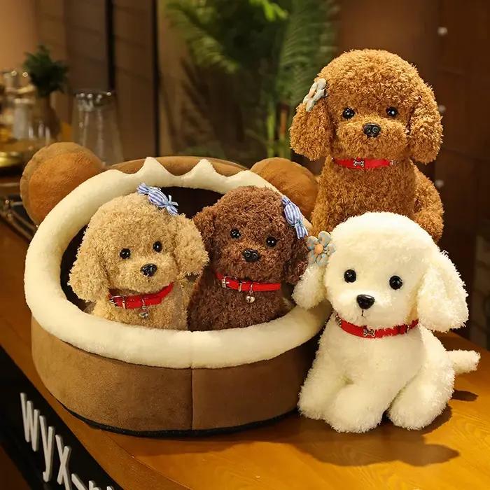 Teddy chien chanceux en peluche réaliste jouet de collection pour adultes et enfants occasions spéciales cadeau d'anniversaire ou de Noël
