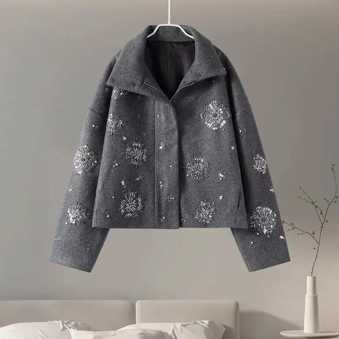 Manteau chic luxueux à perles pour femmes