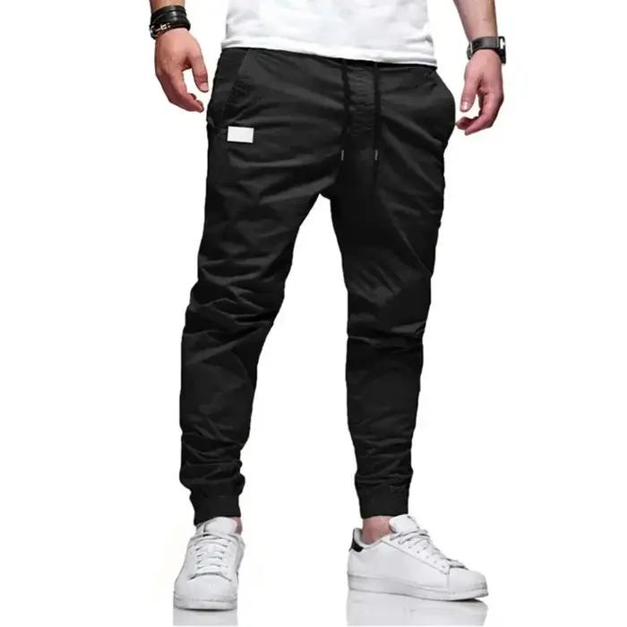 Pantalon cargo homme ample droit sport uni sweatpants grande taille joggers tissé décontracté